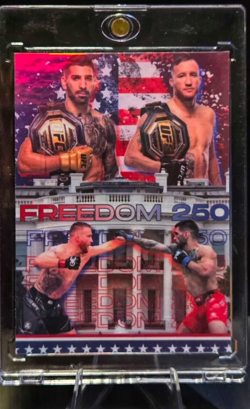 Justin Gaethje Ilia Topuria FREEDOM 250 Custom UFC MMA Prizm Rookie Card rc
